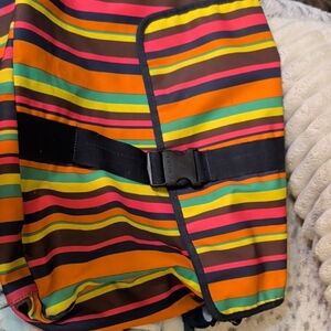 Nautica Multicolor Striped Dog Coat with Black Buckle